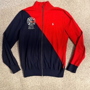 Polo Ralph Lauren Yacht Club Kids Zip up Sweater in Red and Navy